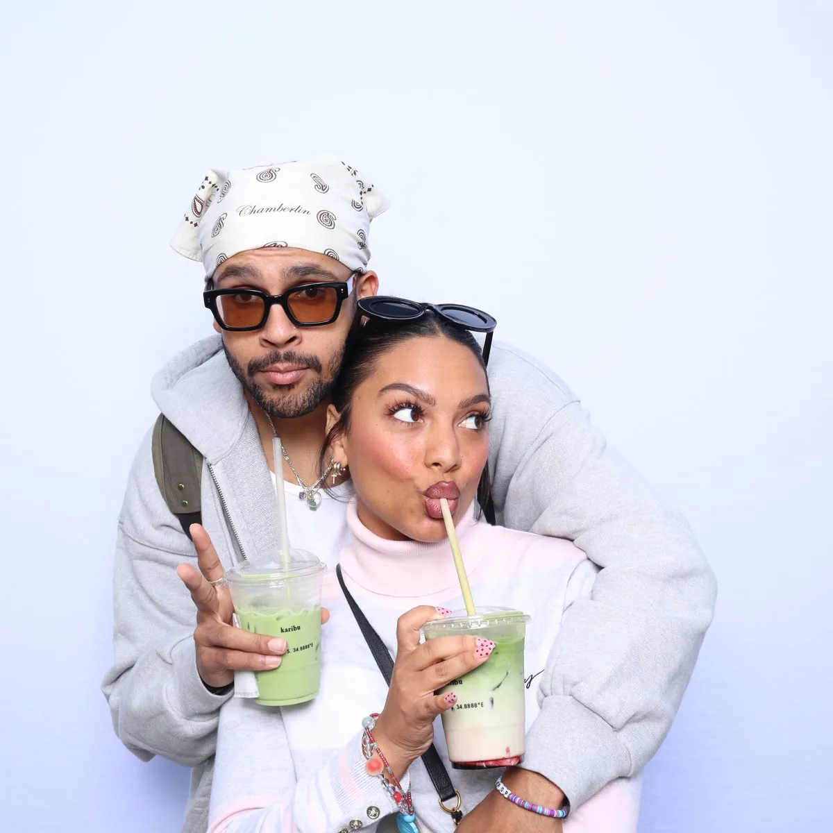 Clutch City luxury photo booth with blue sequin backdrop at Houston event